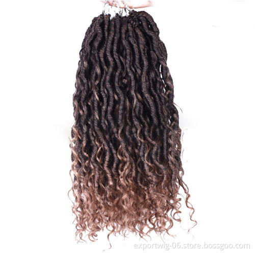 14Inch 18InchGoddess Faux Locs Synthetic Braids Crochet Braid Hair River Locs With Curly End Pre Looped Braiding Hair Extensions